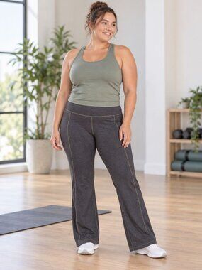 Charcoal Gray Heathered Bootcut Yoga Pants XL Athleisure Minimalist
